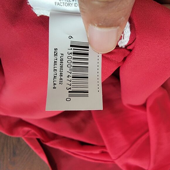 Bcbg Max Azria Red Satin Open Back A-Line Slip Long Maxi Cocktail Dress Nwt 8 - Picture 9 of 10